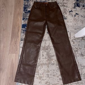 Ruby + Jenna Brown Hight Waisted Leather Pants- worn once